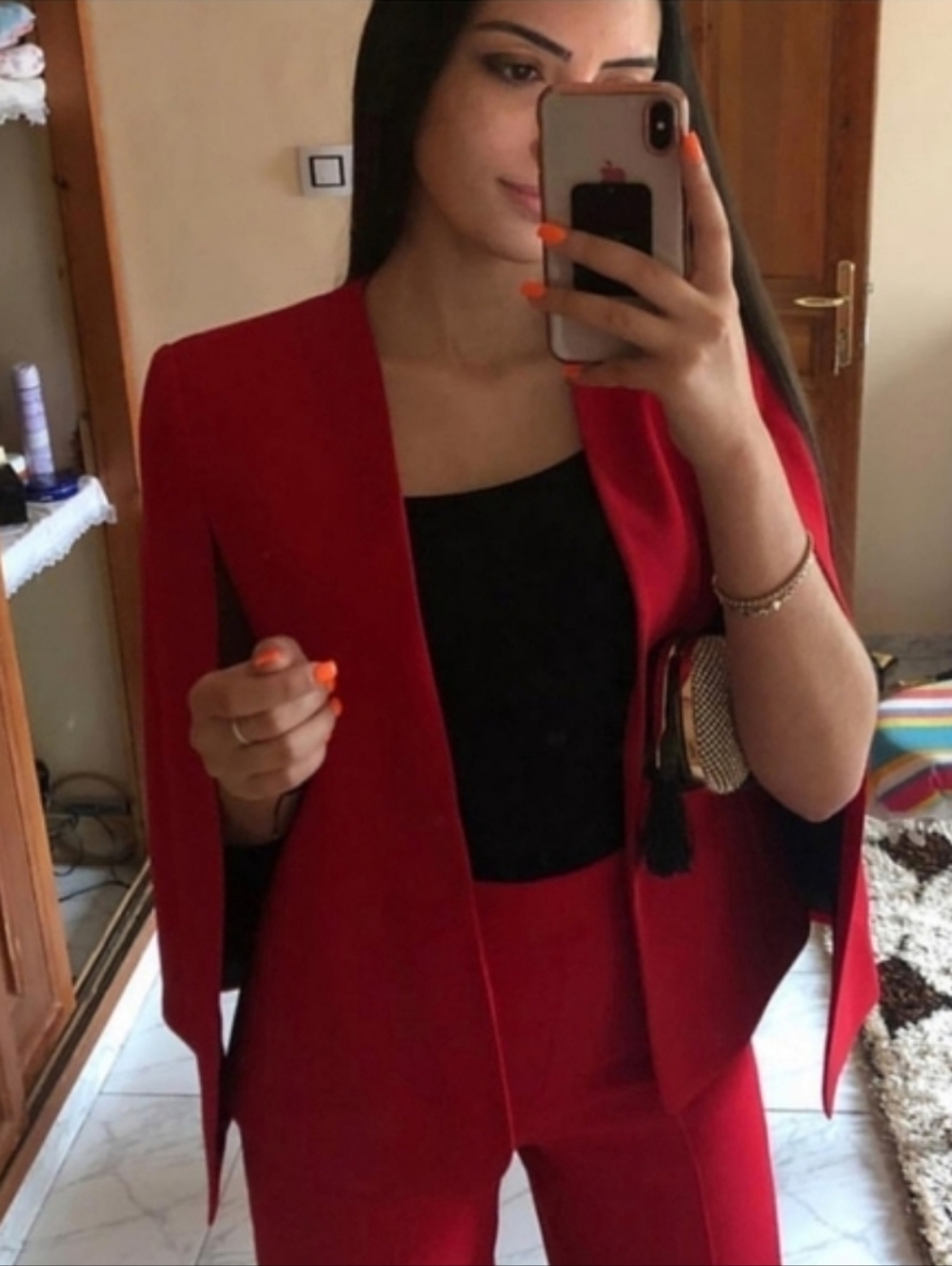 ZARA CAPE BLAZER JACKET RED SIZE XS - Picture 3 of 16
